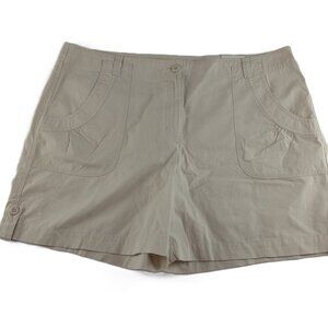 Van Heusen Women's Utility Chino Short Size 18 Stone Tan Washed Poplin High Rise